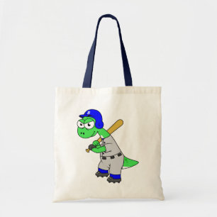 Illustration eines Brontosaurus Baseball-Spielers. Tragetasche