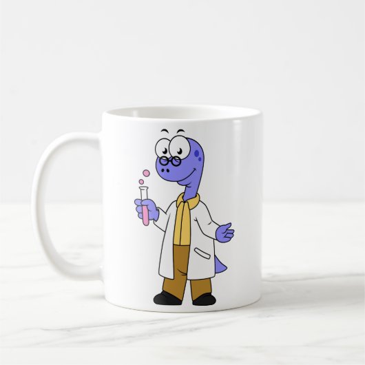 Illustration eines Brontosaurus-Chemisten. Kaffeetasse (Links)