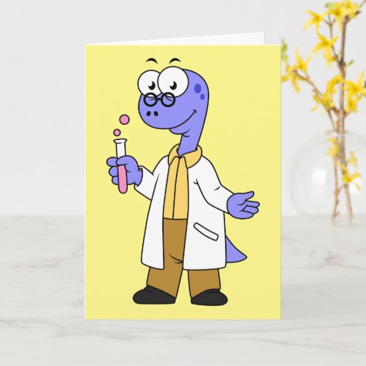 Illustration eines Brontosaurus-Chemisten. Karte (Gelbe Blume)