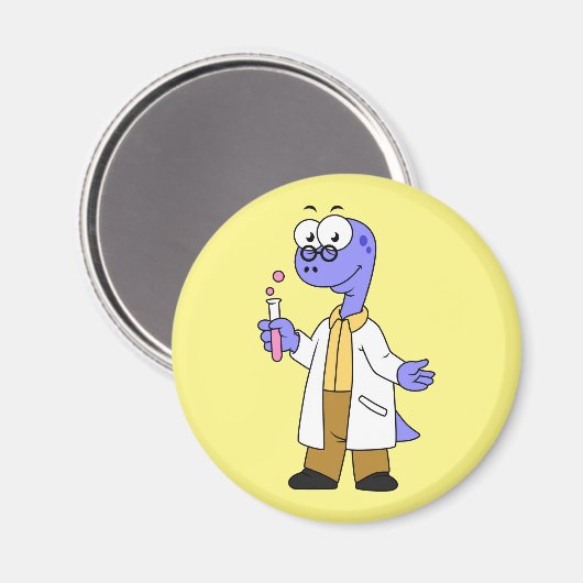 Illustration eines Brontosaurus-Chemisten. Magnet (Vorderseite/Rückseite)