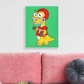 Illustration eines Brontosaurus, der Fußball spiel Leinwanddruck (Insitu (Wohnzimmer))