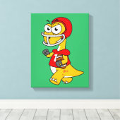 Illustration eines Brontosaurus, der Fußball spiel Leinwanddruck (Insitu (Holzboden))