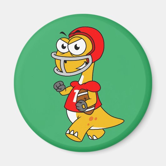 Illustration eines Brontosaurus, der Fußball spiel Magnet (Vorne)