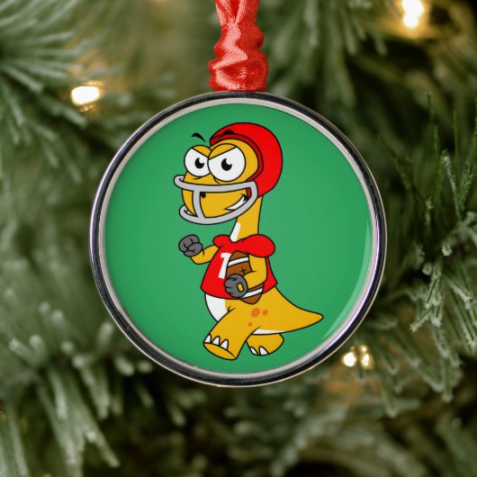 Illustration eines Brontosaurus, der Fußball spiel Ornament Aus Metall (Baum)