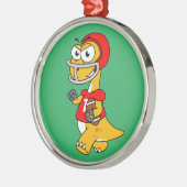 Illustration eines Brontosaurus, der Fußball spiel Ornament Aus Metall (Links)