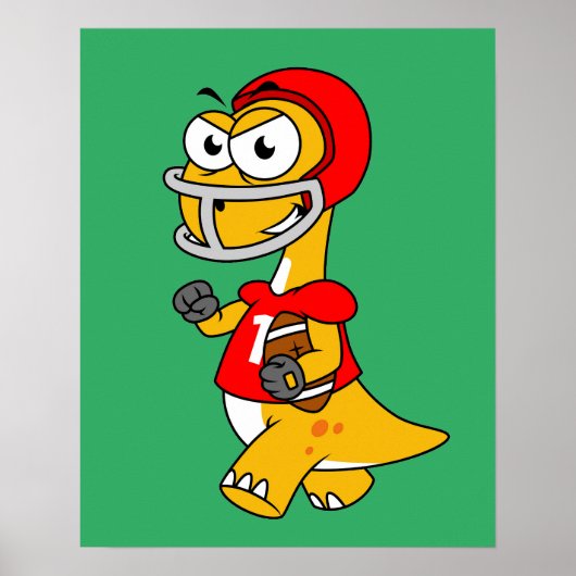 Illustration eines Brontosaurus, der Fußball spiel Poster (Vorne)