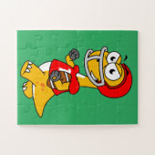 Illustration eines Brontosaurus, der Fußball spiel Puzzle (Horizontal)