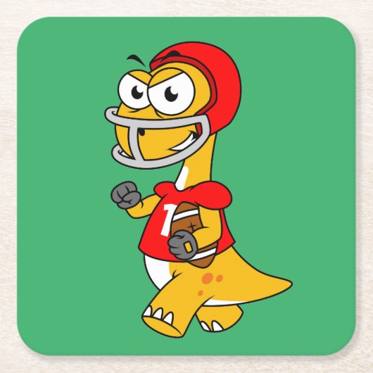 Illustration eines Brontosaurus, der Fußball spiel Rechteckiger Pappuntersetzer (Vorderseite)