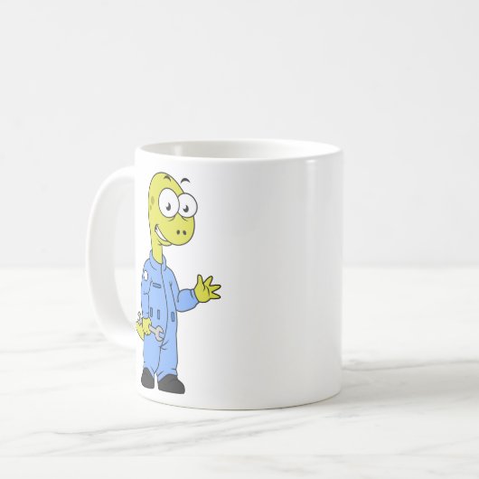 Illustration eines Brontosaurus-Mechanismus. Kaffeetasse (Vorderseite Links)