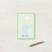 Illustration eines Brontosaurus-Mechanismus. Post-it Klebezettel (Auf Schreibtisch)