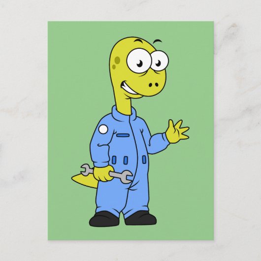 Illustration eines Brontosaurus-Mechanismus. Postkarte (Vorderseite)