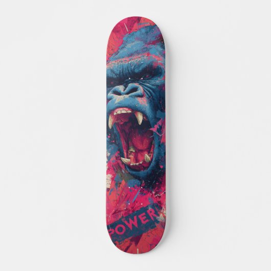 Illustration eines brüllenden Gorillas in lebendig Skateboard (Vorne)