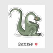 Illustration eines Cartoon Brontosaurus Denken. Aufkleber (Blatt)