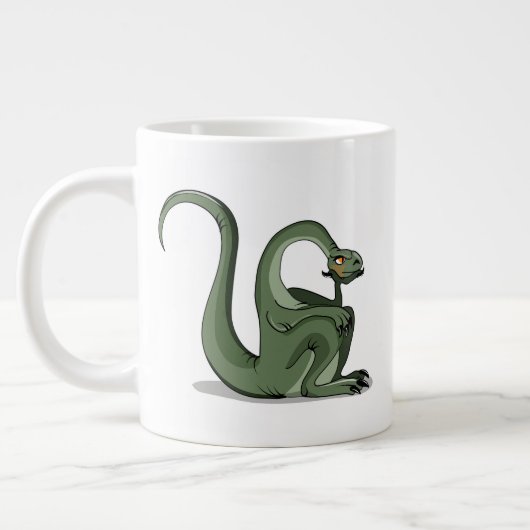 Illustration eines Cartoon Brontosaurus Denken. Jumbo-Tasse (Links)