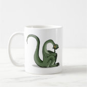 Illustration eines Cartoon Brontosaurus Denken. Kaffeetasse (Links)