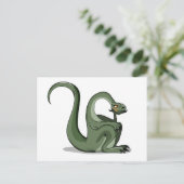 Illustration eines Cartoon Brontosaurus Denken. Postkarte (Stehend Vorderseite)