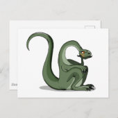 Illustration eines Cartoon Brontosaurus Denken. Postkarte (Vorne/Hinten)