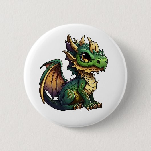 Illustration eines Cartoon-Drachens Button (Vorderseite)