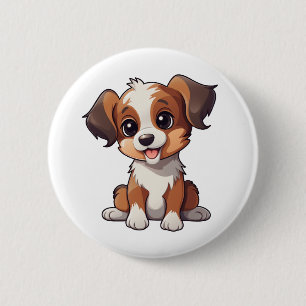 Illustration eines Cartoon-Hundes Button
