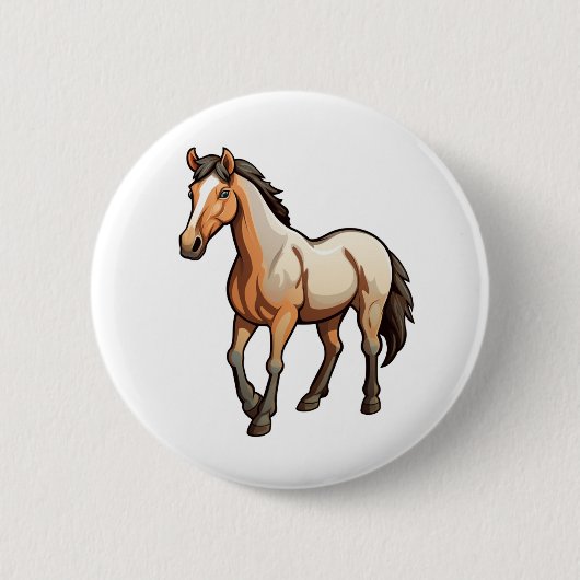 Illustration eines Cartoon-Pferdes Button (Vorderseite)