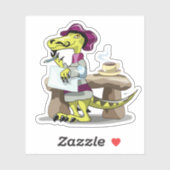 Illustration eines Cartoon Raptor Poet Denken. Aufkleber (Blatt)