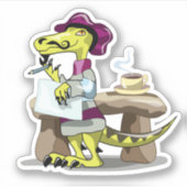 Illustration eines Cartoon Raptor Poet Denken. Aufkleber (Vorderseite)