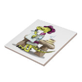 Illustration eines Cartoon Raptor Poet Denken. Fliese (Seite)