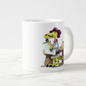 Illustration eines Cartoon Raptor Poet Denken. Jumbo-Tasse (Vorderseite Rechts)