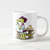 Illustration eines Cartoon Raptor Poet Denken. Jumbo-Tasse (Rechts)