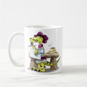 Illustration eines Cartoon Raptor Poet Denken. Kaffeetasse (Links)