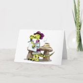 Illustration eines Cartoon Raptor Poet Denken. Karte (Vorderseite)