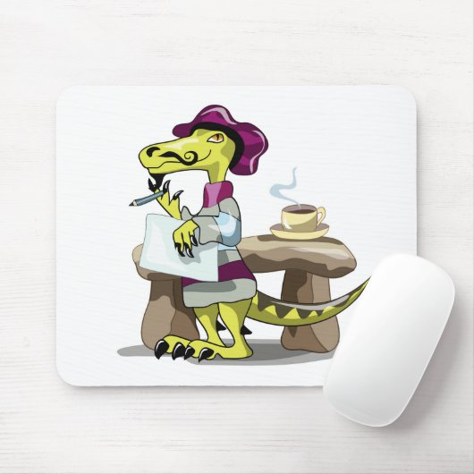 Illustration eines Cartoon Raptor Poet Denken. Mousepad (Mit Mouse)