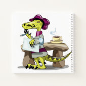Illustration eines Cartoon Raptor Poet Denken. Notizblock (Rückseite)