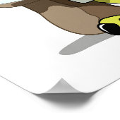 Illustration eines Cartoon Raptor Poet Denken. Poster (Ecke)