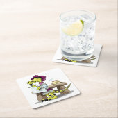 Illustration eines Cartoon Raptor Poet Denken. Rechteckiger Pappuntersetzer (Vor Ort)