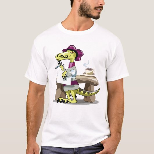 Illustration eines Cartoon Raptor Poet Denken. T-Shirt (Vorderseite)