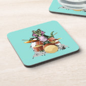 Illustration eines Chasmosaurus, der die Trommeln  Getränkeuntersetzer (Linke Seite)