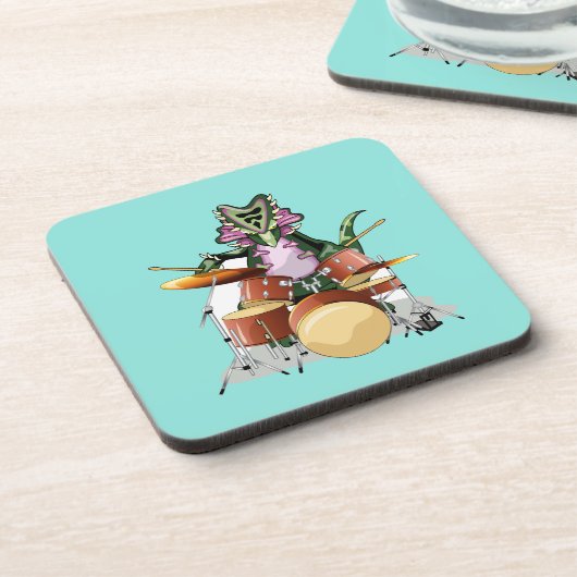 Illustration eines Chasmosaurus, der die Trommeln  Getränkeuntersetzer (Linke Seite)