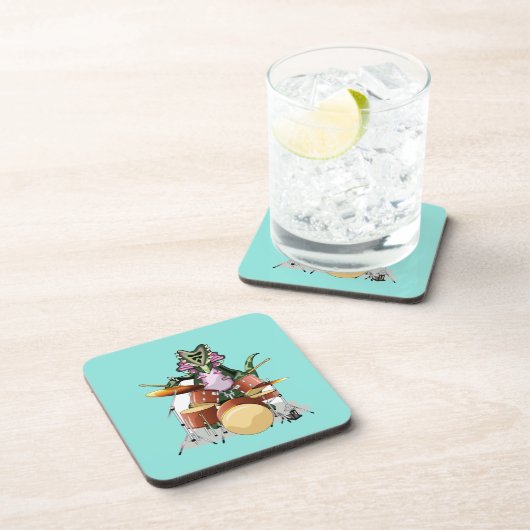 Illustration eines Chasmosaurus, der die Trommeln  Getränkeuntersetzer (Rechte Seite)