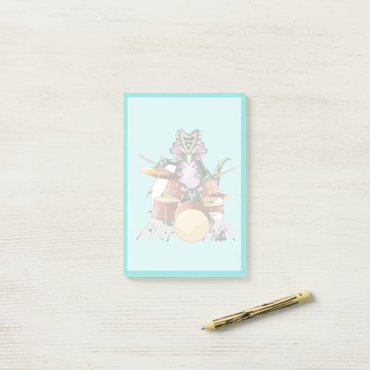 Illustration eines Chasmosaurus, der die Trommeln Post-it Klebezettel (Auf Schreibtisch)