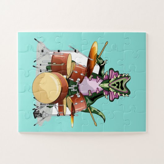 Illustration eines Chasmosaurus, der die Trommeln  Puzzle (Horizontal)