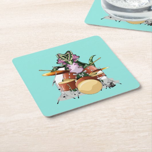 Illustration eines Chasmosaurus, der die Trommeln Rechteckiger Pappuntersetzer (angewinkelt)