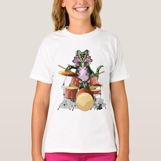 Illustration eines Chasmosaurus, der die Trommeln  T-Shirt (Vorderseite)