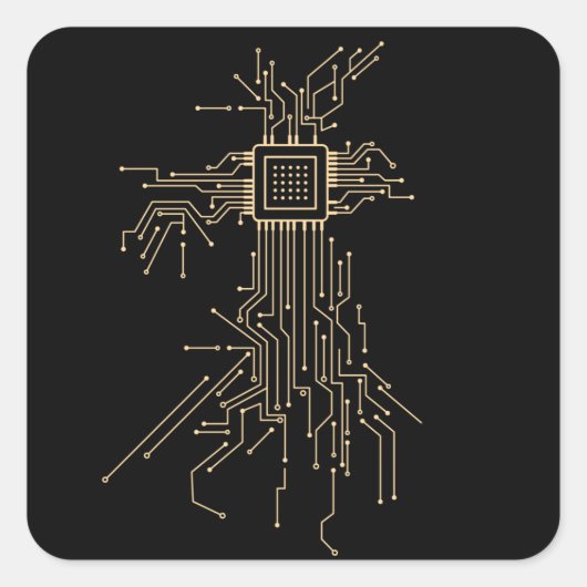 Illustration eines Computerprozessors für Geeks Quadratischer Aufkleber (Vorderseite)