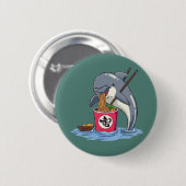 Illustration eines Delphins, der Ramen isst Button (Vorne & Hinten)