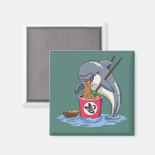 Illustration eines Delphins, der Ramen isst Magnet (Vorderseite/Rückseite)