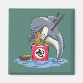 Illustration eines Delphins, der Ramen isst Magnet (Vorne)
