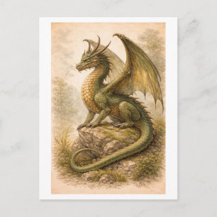Illustration eines Drachen im Vintage-Stil (Myth-R Postkarte