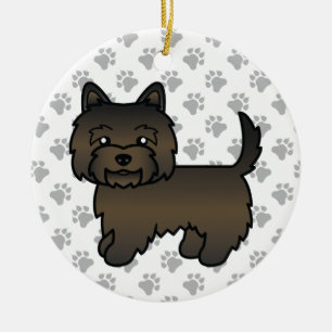 Illustration eines dunklen Cairn Terriers mit Pfot Keramik Ornament