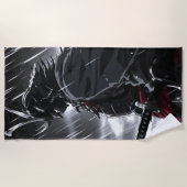 Illustration eines dunklen Samurai-Kriegers im Reg Strandtuch (Vorderseite)